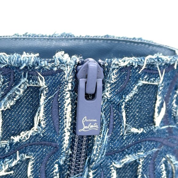 Christian Louboutin SO KATE BOOTY 100 Denim Ankle Bootie Boots Heels - Picture 13 of 16